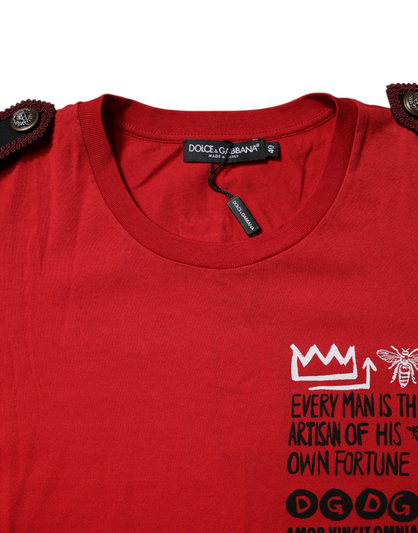 Dolce &amp; Gabbana Rood Katoenen T-shirt met Ronde Hals en Korte Mouwen