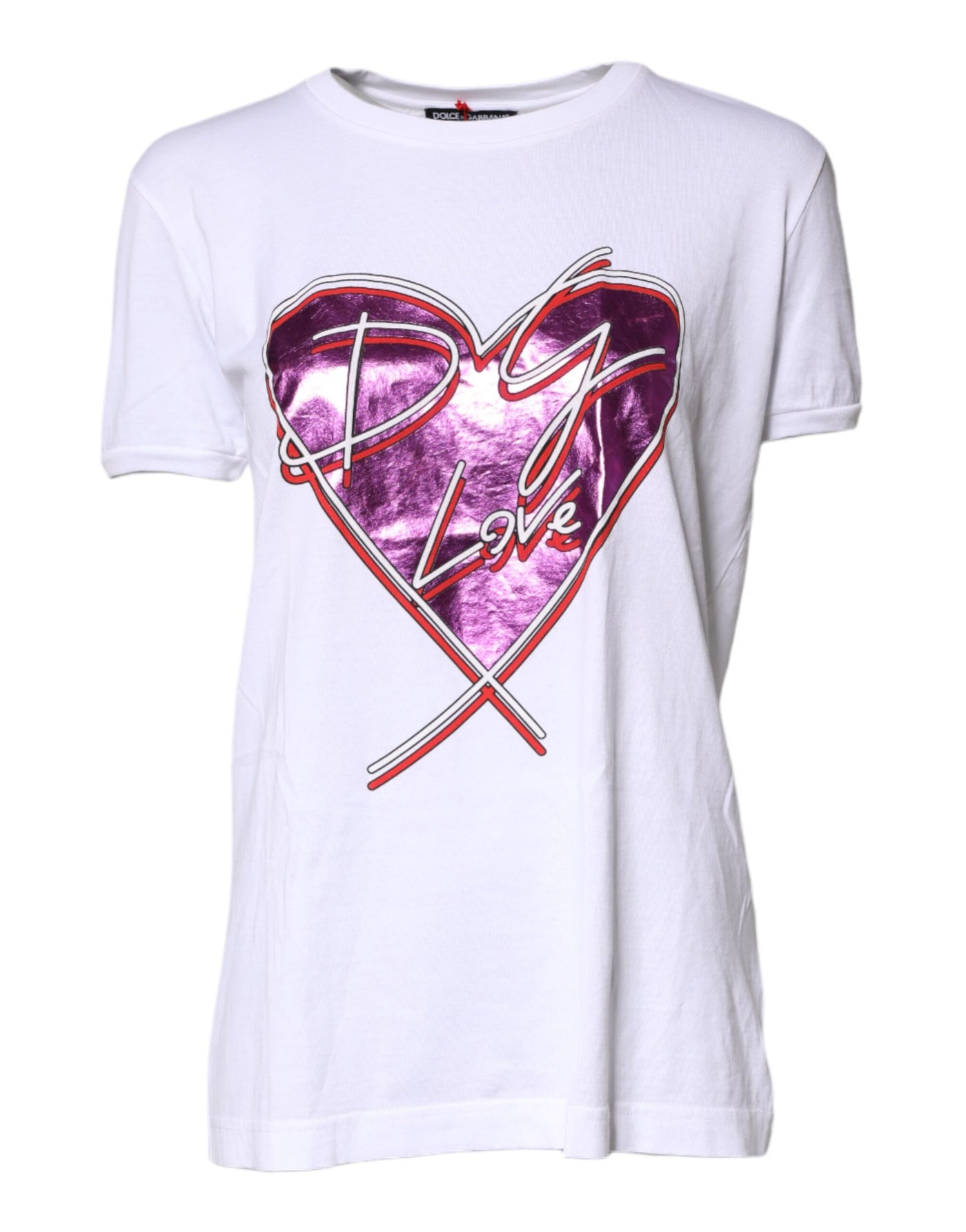 Dolce &amp; Gabbana Wit T-shirt met ronde hals en print van katoen
