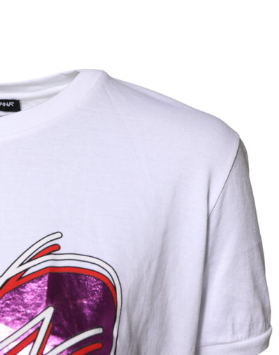 Dolce &amp; Gabbana Wit T-shirt met ronde hals en print van katoen
