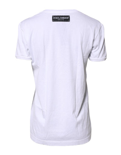Dolce &amp; Gabbana Wit T-shirt met ronde hals en print van katoen