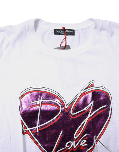Dolce &amp; Gabbana Wit T-shirt met ronde hals en print van katoen