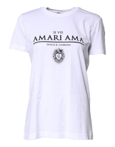 Dolce &amp; Gabbana Wit Katoenen T-shirt met Ronde Hals en Print