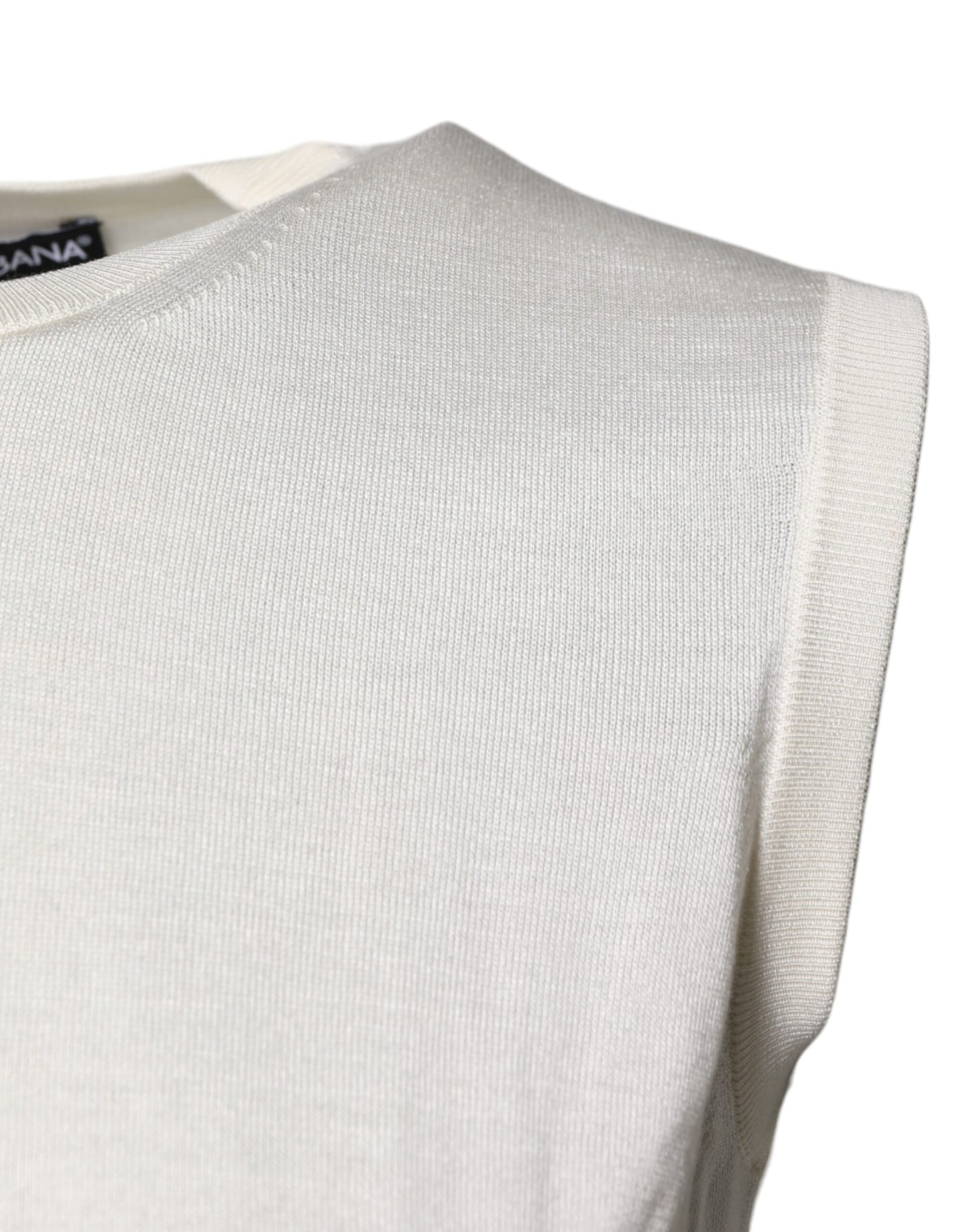 Dolce &amp; Gabbana crèmekleurige mouwloze zijden tanktop met ronde hals