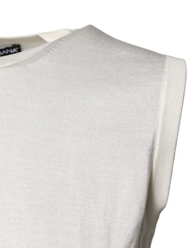 Dolce &amp; Gabbana crèmekleurige mouwloze zijden tanktop met ronde hals