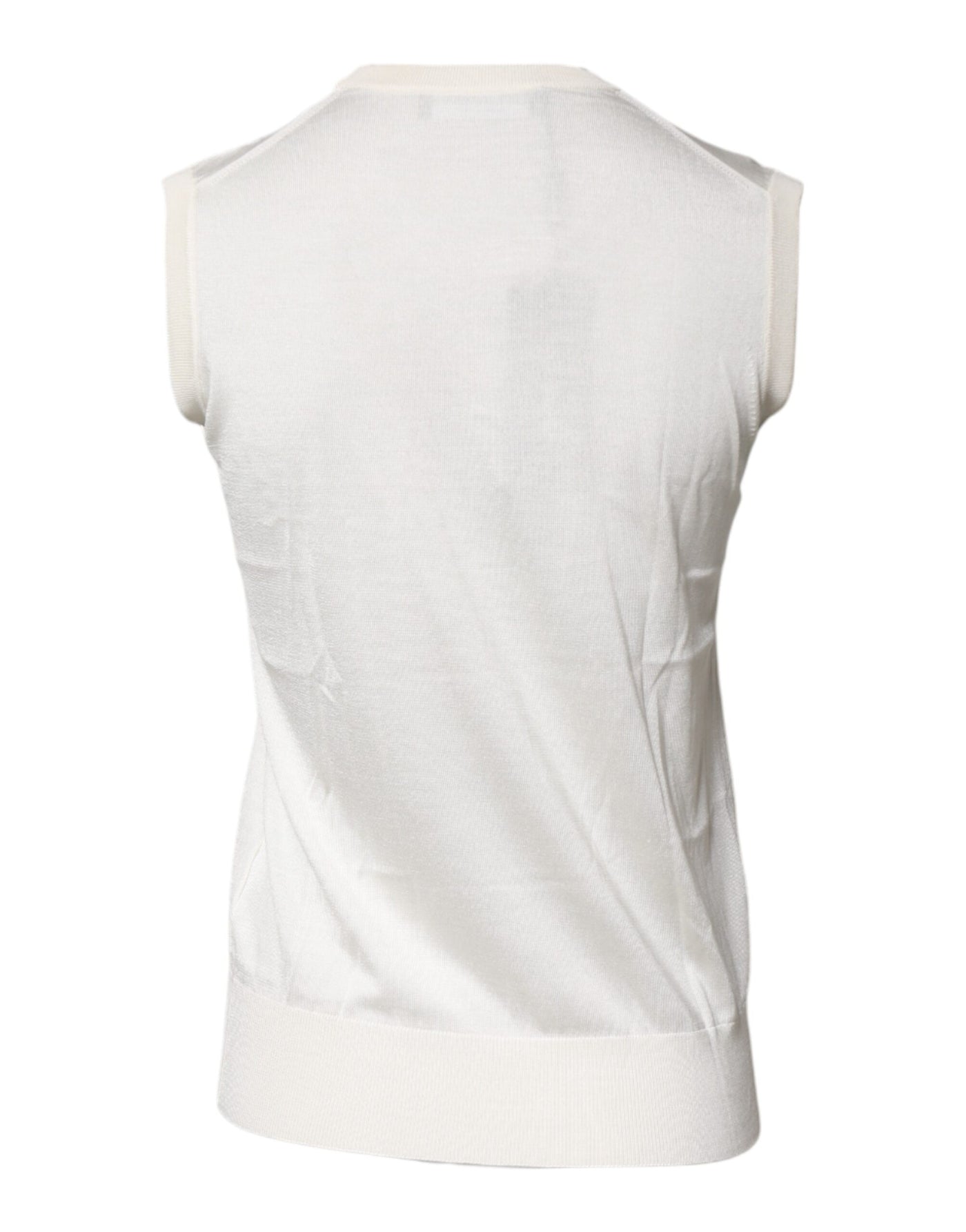 Dolce &amp; Gabbana crèmekleurige mouwloze zijden tanktop met ronde hals