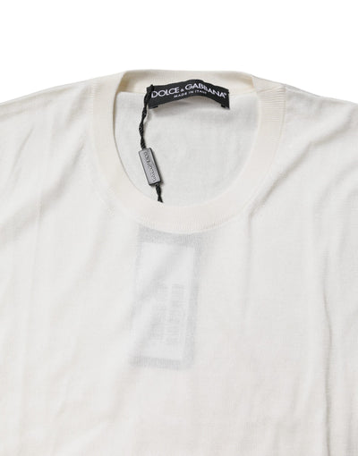 Dolce &amp; Gabbana crèmekleurige mouwloze zijden tanktop met ronde hals