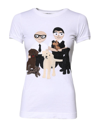 Dolce &amp; Gabbana wit katoenen #DGFAMILY borduursel T-shirt