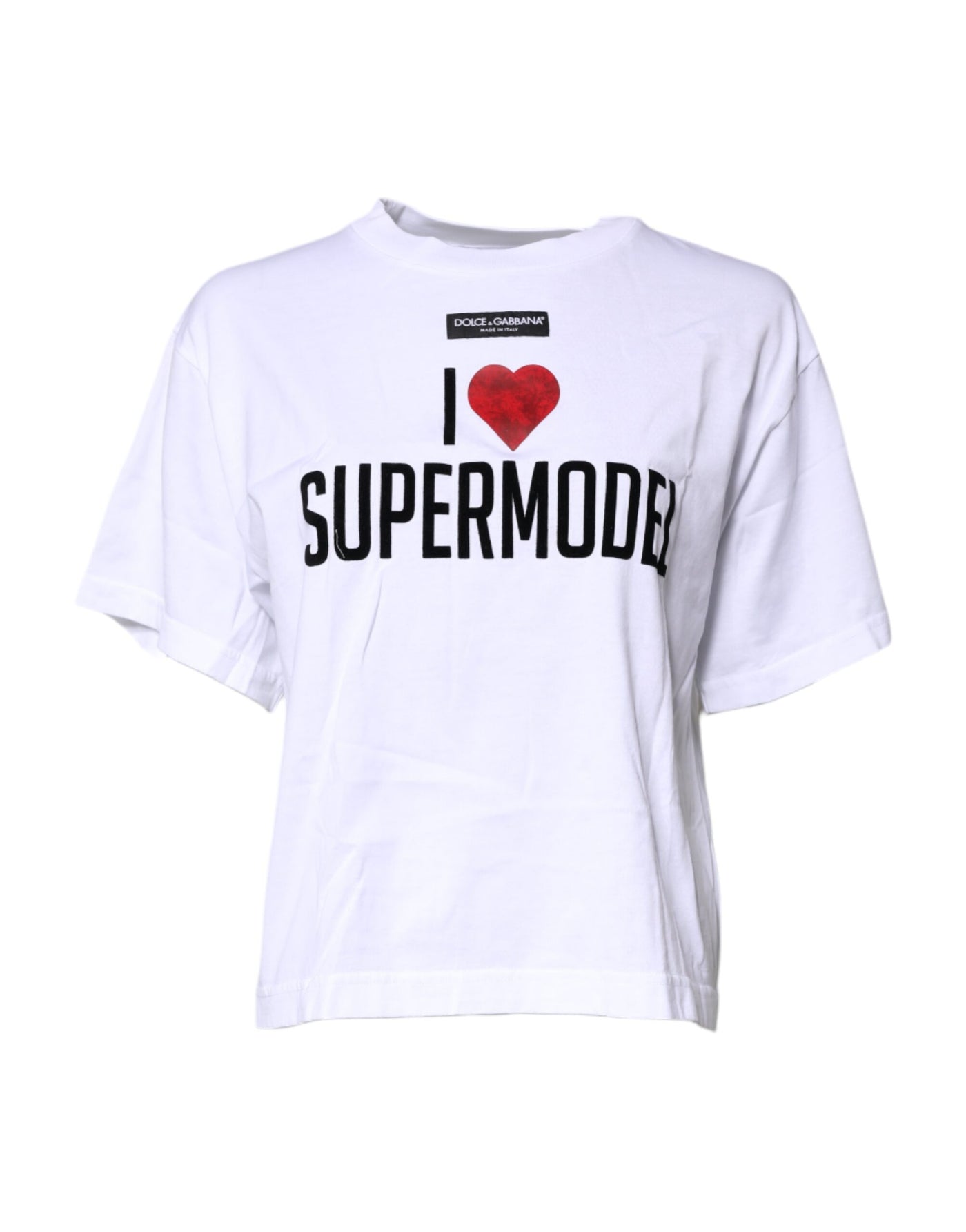 Dolce &amp; Gabbana Wit T-shirt met ronde hals en print van katoen