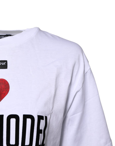 Dolce &amp; Gabbana Wit T-shirt met ronde hals en print van katoen