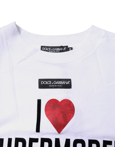 Dolce &amp; Gabbana Wit T-shirt met ronde hals en print van katoen
