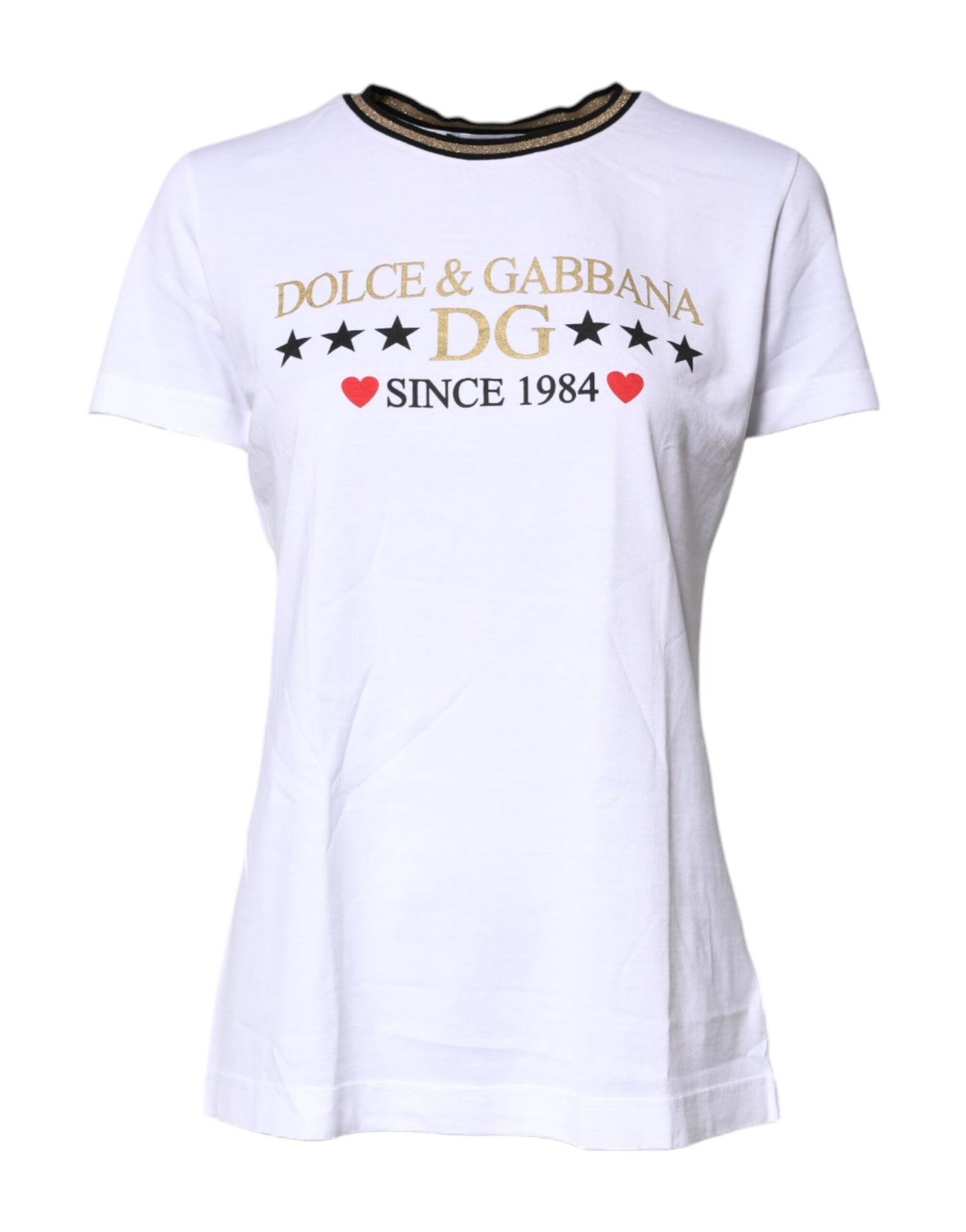 Dolce &amp; Gabbana Wit T-shirt met ronde hals en print van katoen