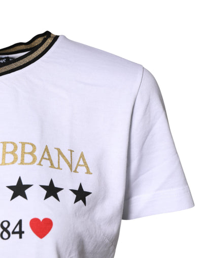 Dolce &amp; Gabbana Wit T-shirt met ronde hals en print van katoen
