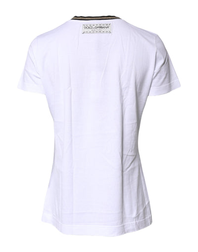 Dolce &amp; Gabbana Wit T-shirt met ronde hals en print van katoen