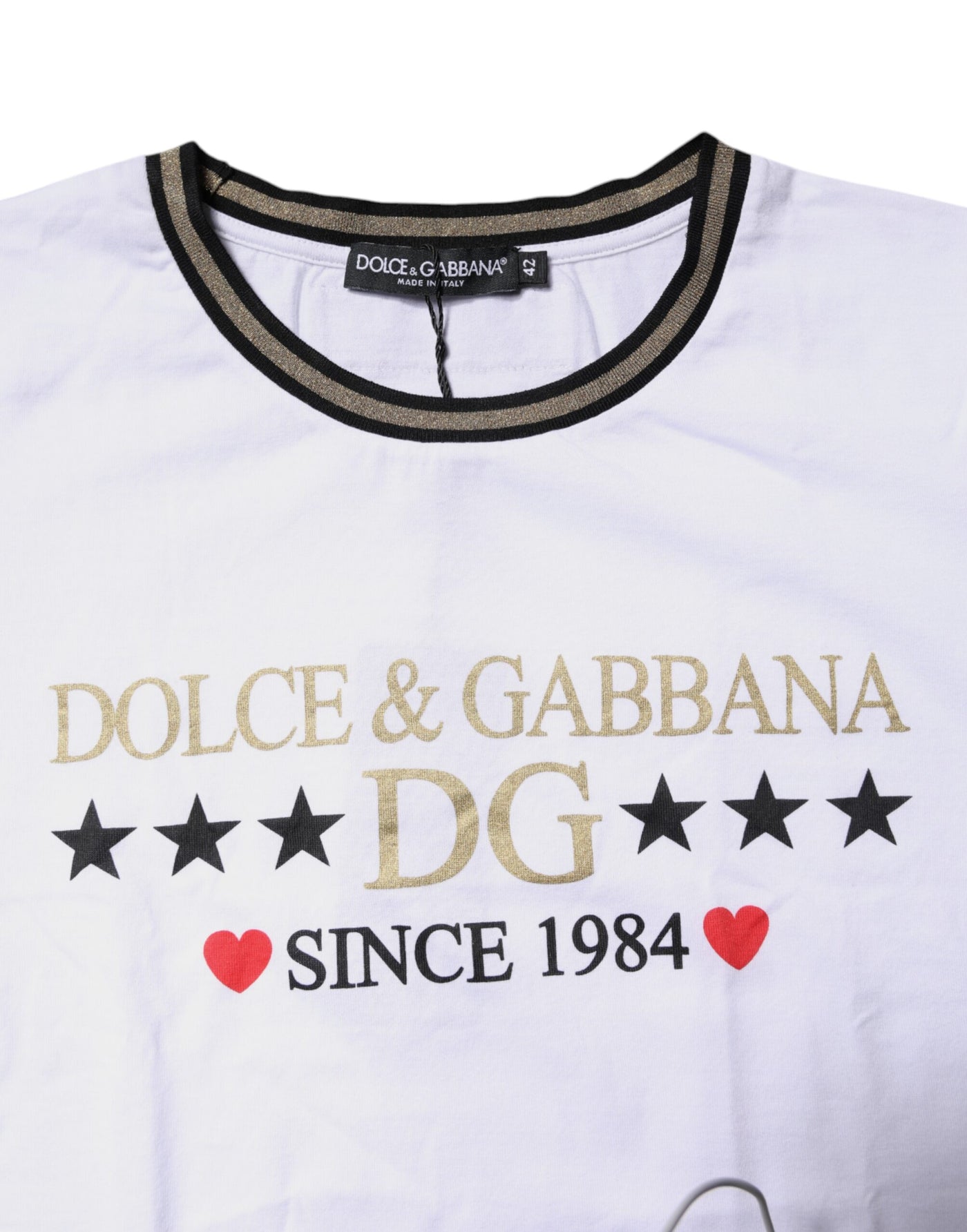 Dolce &amp; Gabbana Wit T-shirt met ronde hals en print van katoen