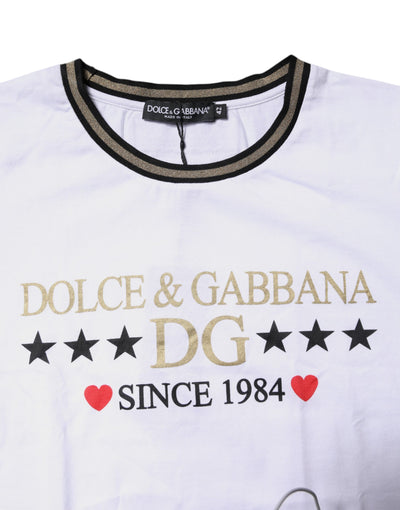 Dolce &amp; Gabbana Wit T-shirt met ronde hals en print van katoen