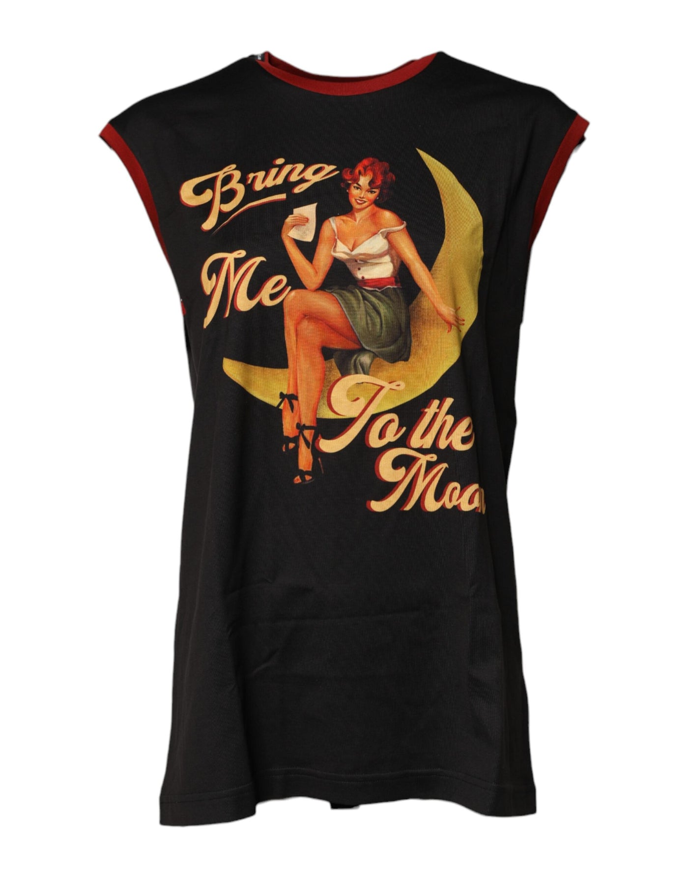 Dolce &amp; Gabbana Zwarte Pin Up Katoenen Tanktop met Ronde Hals
