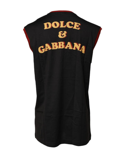 Dolce &amp; Gabbana Zwarte Pin Up Katoenen Tanktop met Ronde Hals