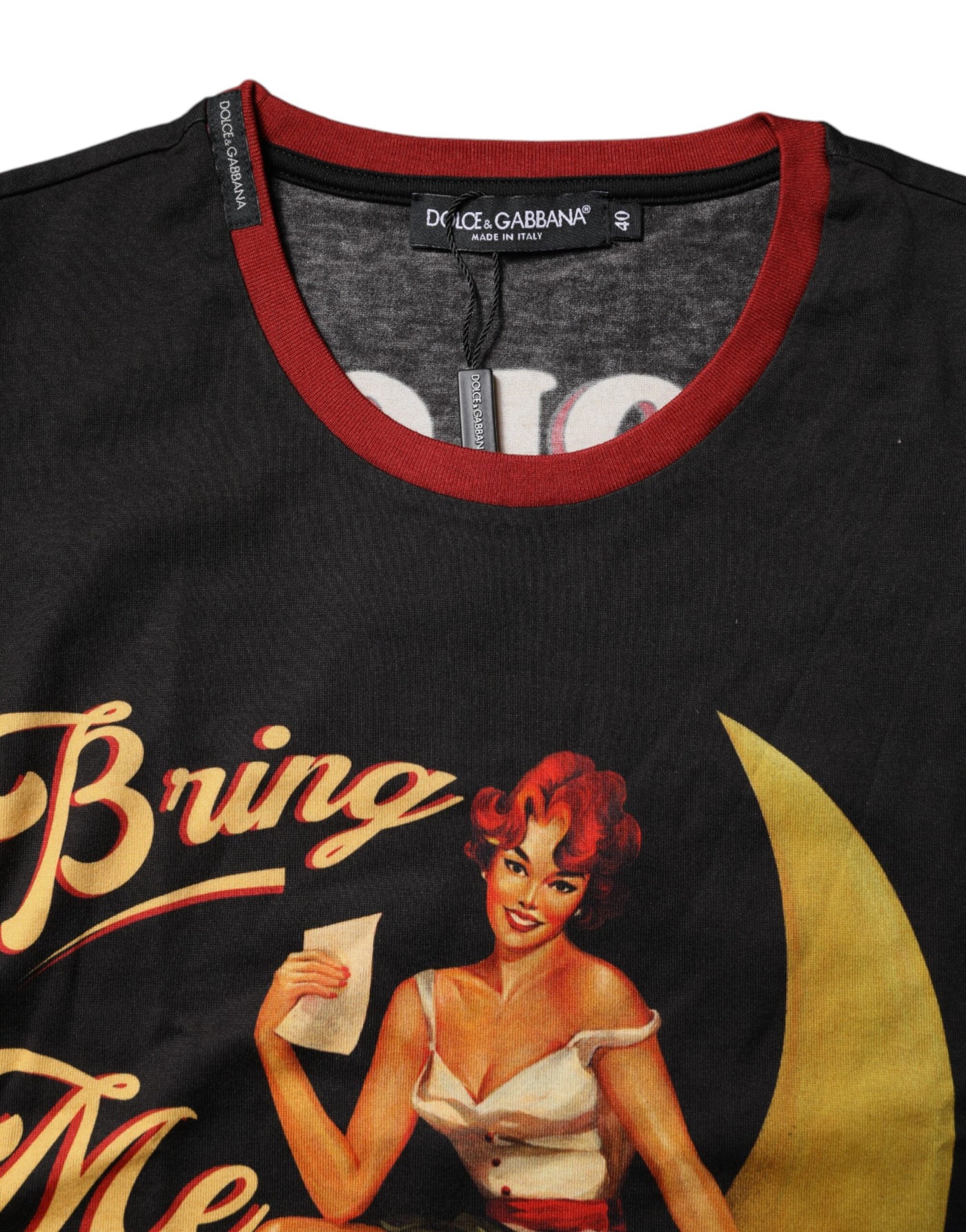 Dolce &amp; Gabbana Zwarte Pin Up Katoenen Tanktop met Ronde Hals