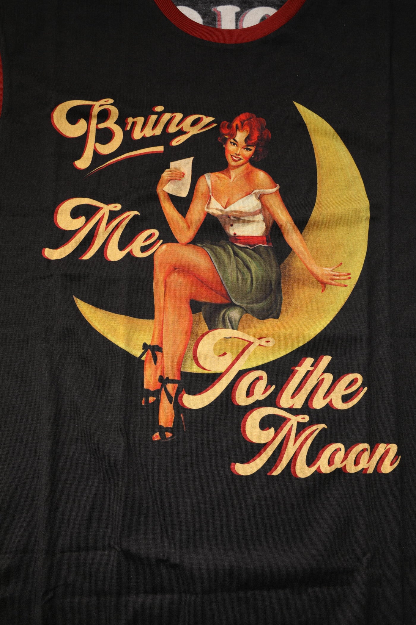 Dolce &amp; Gabbana Zwarte Pin Up Katoenen Tanktop met Ronde Hals