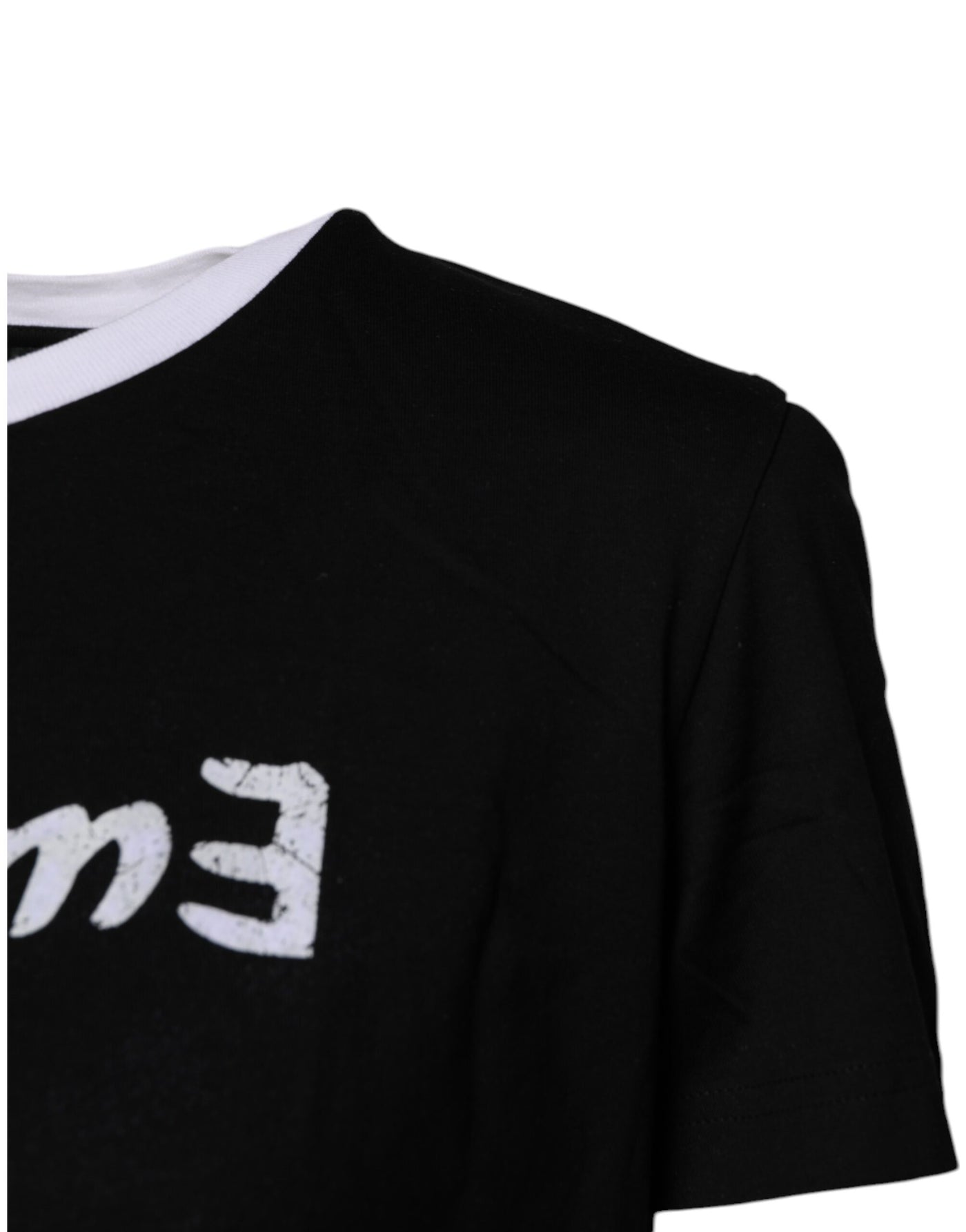 T-shirt en coton noir à col rond imprimé Dolce &amp; Gabbana