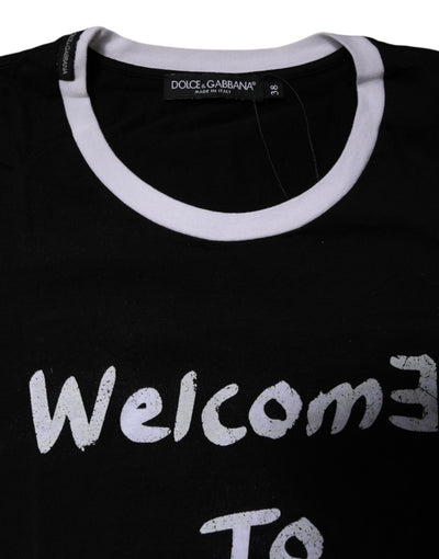 T-shirt en coton noir à col rond imprimé Dolce &amp; Gabbana