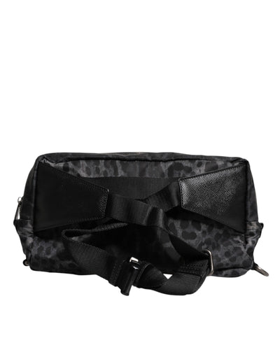 Dolce &amp; Gabbana zwart grijs luipaard DG logo riem taille heuptas
