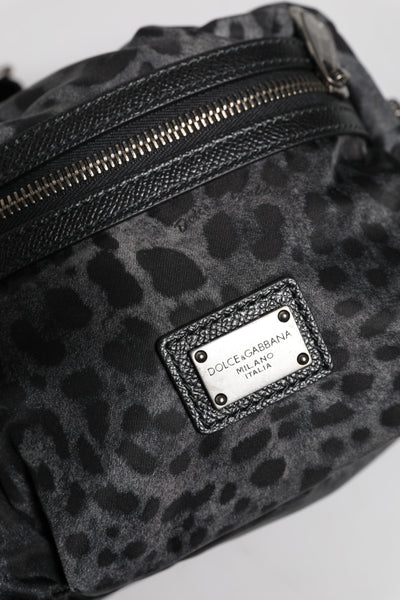Dolce &amp; Gabbana zwart grijs luipaard DG logo riem taille heuptas