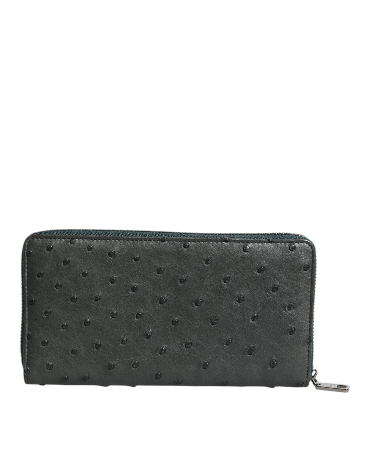 Dolce &amp; Gabbana Groene Ostrich Logo Plaque Ritssluiting Continentale Portemonnee