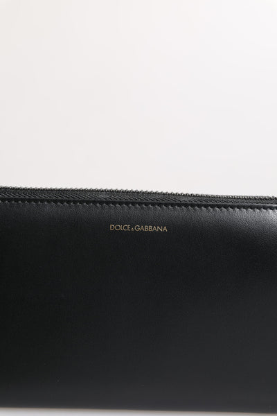 Dolce &amp; Gabbana Zwartblauwe Exotische Leren Continentale Portemonnee met Reliëf