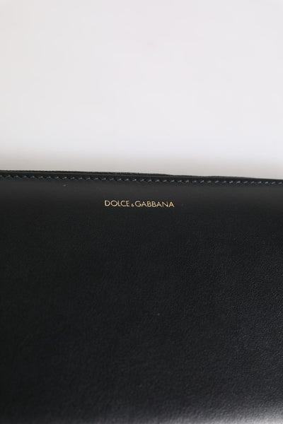 Dolce &amp; Gabbana Zwartblauwe Exotische Leren Continentale Portemonnee met Reliëf