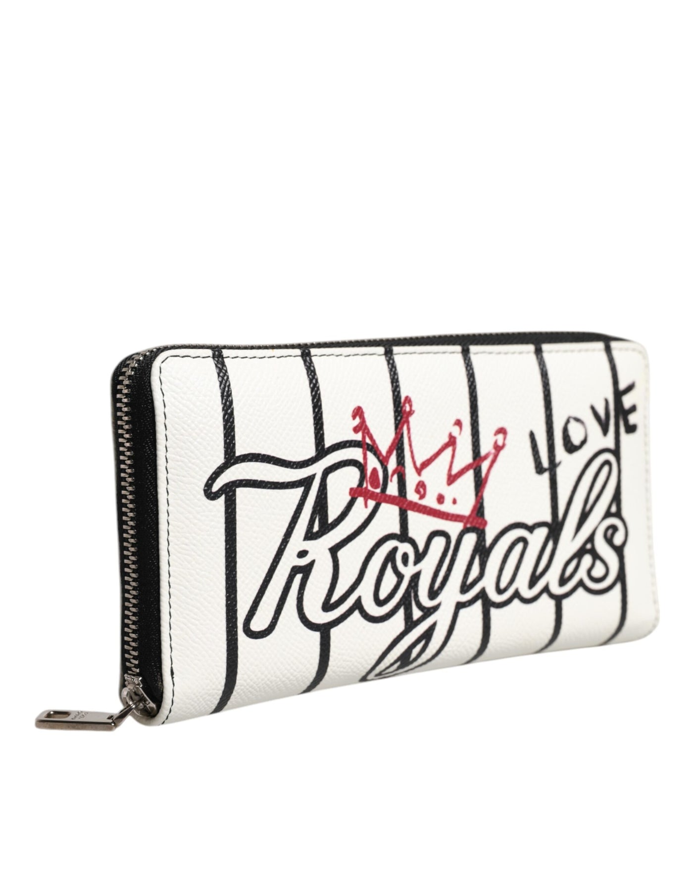 Dolce &amp; Gabbana witte leren DG Crown Royals Continental portemonnee met rits rondom