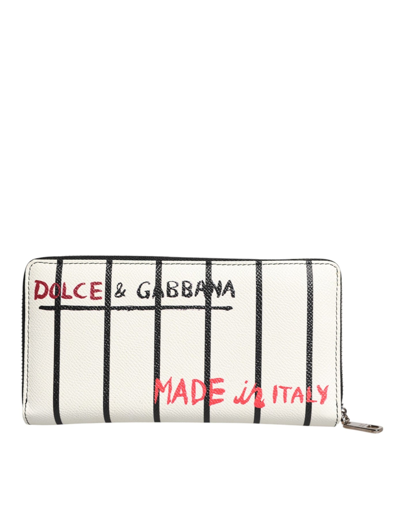 Dolce &amp; Gabbana witte leren DG Crown Royals Continental portemonnee met rits rondom