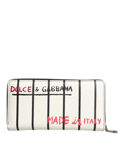 Dolce &amp; Gabbana witte leren DG Crown Royals Continental portemonnee met rits rondom