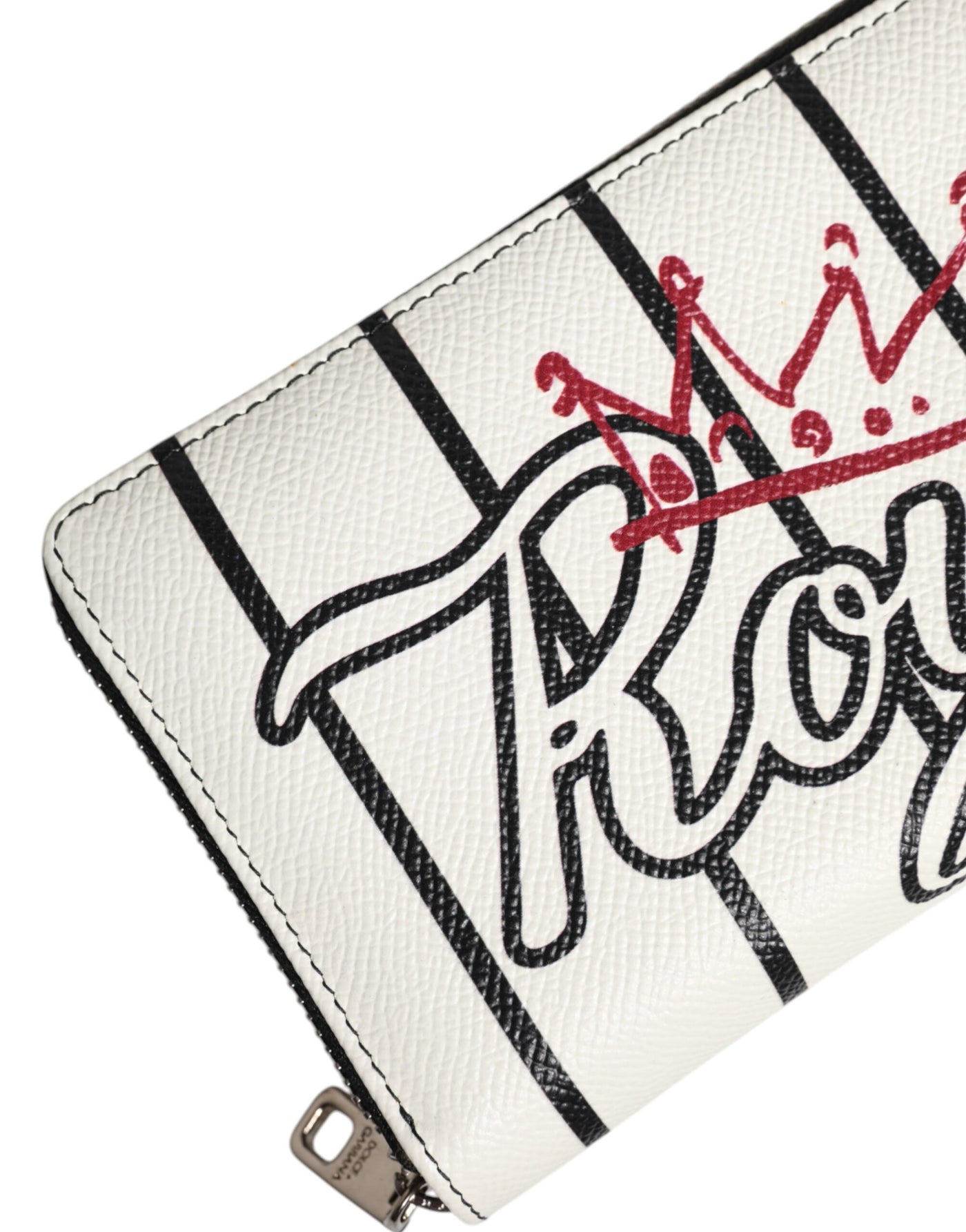 Dolce &amp; Gabbana witte leren DG Crown Royals Continental portemonnee met rits rondom