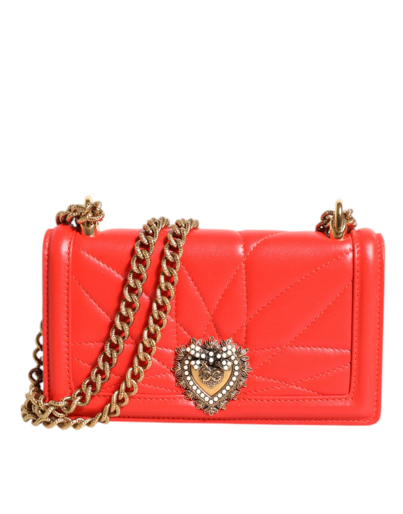 Dolce &amp; Gabbana Rode Leren Gewatteerde Devotion Crossbody Telefoonhoesje