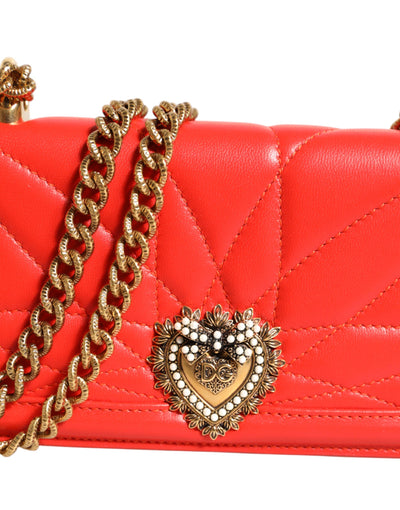 Dolce &amp; Gabbana Rode Leren Gewatteerde Devotion Crossbody Telefoonhoesje