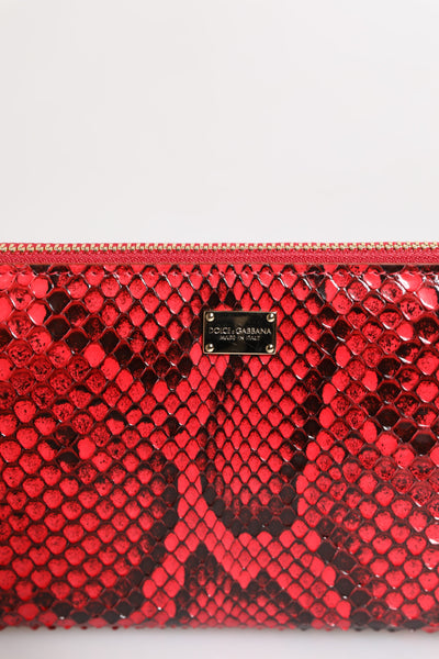 Dolce &amp; Gabbana rode exotische leren continentale clutch met rits