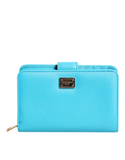Dolce &amp; Gabbana lichtblauwe leren bifold continental clutch portemonnee