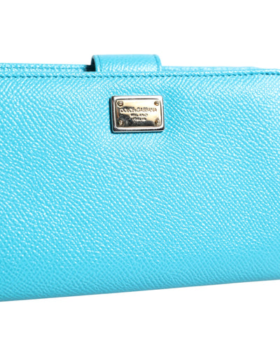 Dolce &amp; Gabbana lichtblauwe leren bifold continental clutch portemonnee