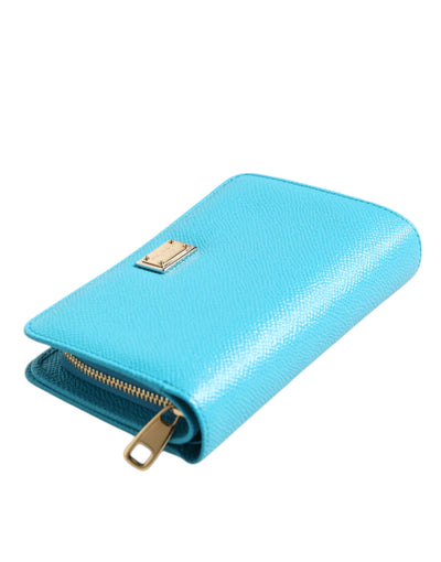 Dolce &amp; Gabbana lichtblauwe leren bifold continental clutch portemonnee