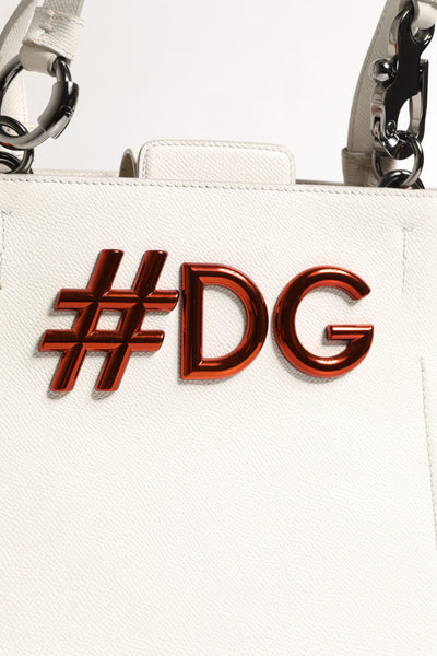 Sac fourre-tout à poignée supérieure en cuir blanc Dolce &amp; Gabbana #DG BEATRICE