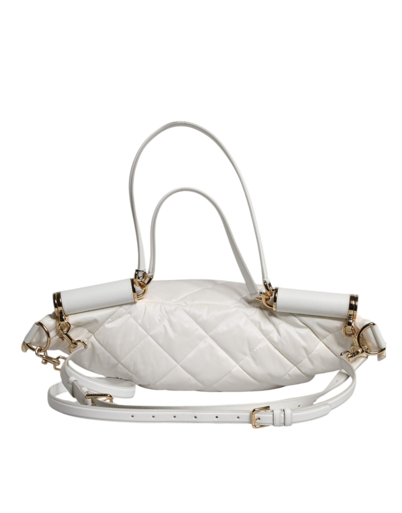 Sac banane Dolce &amp; Gabbana blanc matelassé avec plaque logo