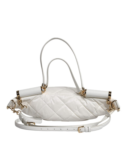 Sac banane Dolce &amp; Gabbana blanc matelassé avec plaque logo