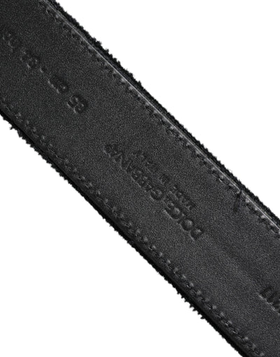 Ceinture Dolce &amp; Gabbana en coton noir avec boucle en métal argenté