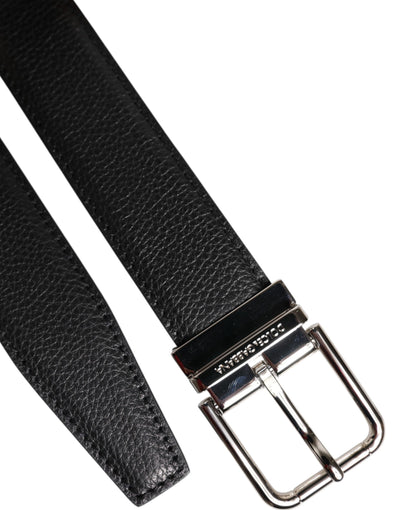 Ceinture Dolce &amp; Gabbana en cuir noir avec boucle en métal argenté
