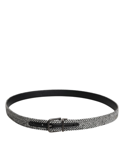 Ceinture Dolce &amp; Gabbana à boucle en métal noir et blanc argenté