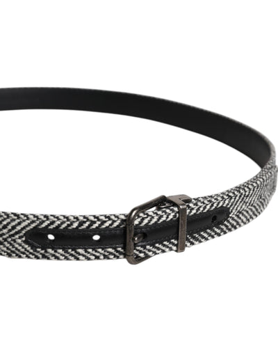 Ceinture Dolce &amp; Gabbana à boucle en métal noir et blanc argenté