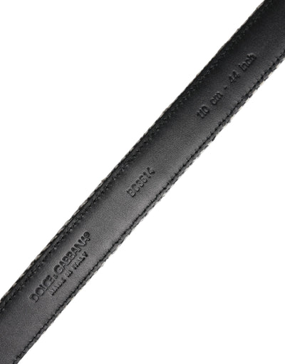 Ceinture Dolce &amp; Gabbana à boucle en métal noir et blanc argenté