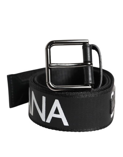 Ceinture classique en cuir noir Dolce &amp; Gabbana avec boucle en métal et logo
