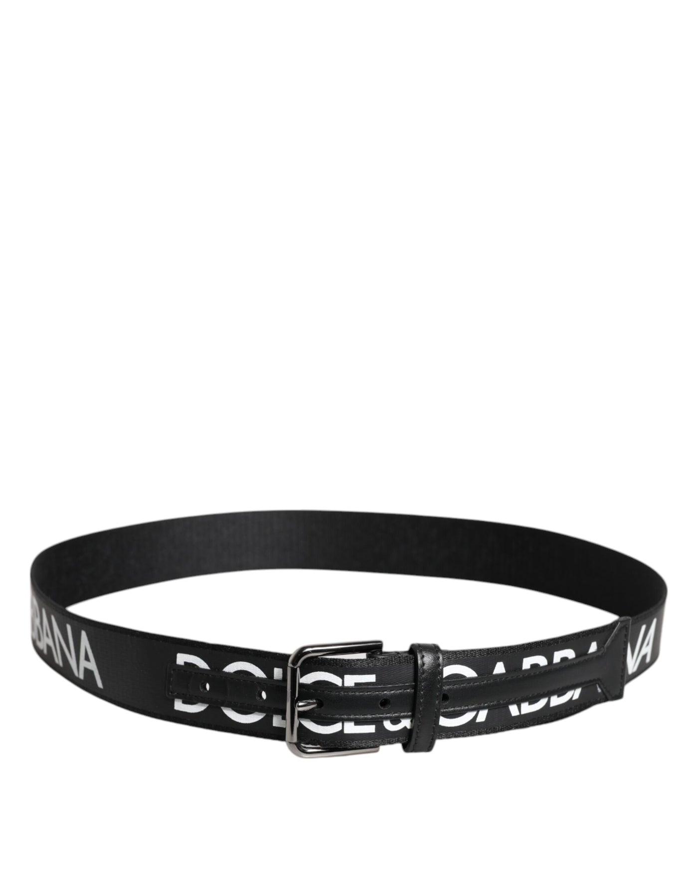 Ceinture classique en cuir noir Dolce &amp; Gabbana avec boucle en métal et logo